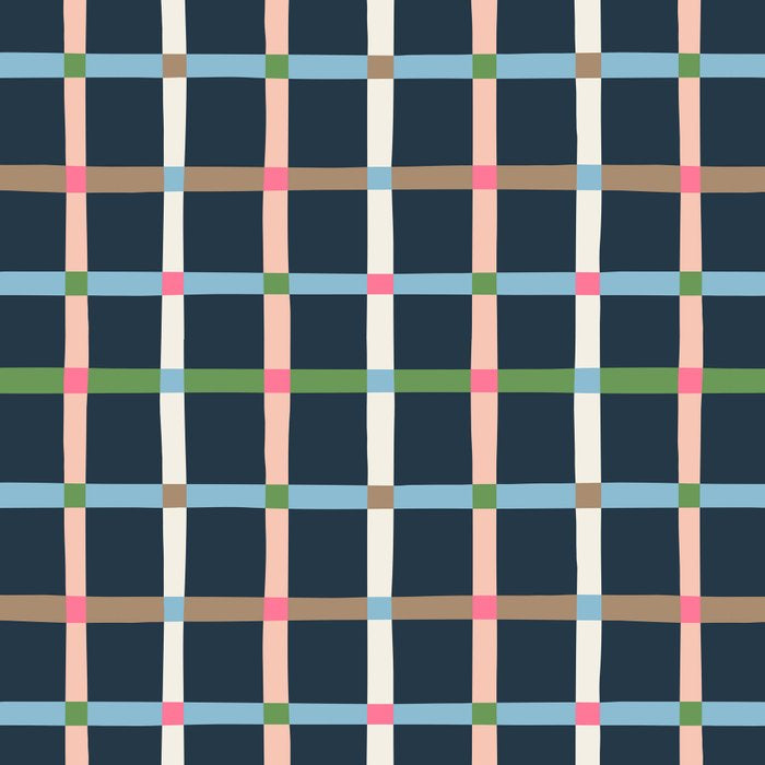 Windowpane Plaid Multicolor on Dark Blue Coffee Mug Gallery Image 2