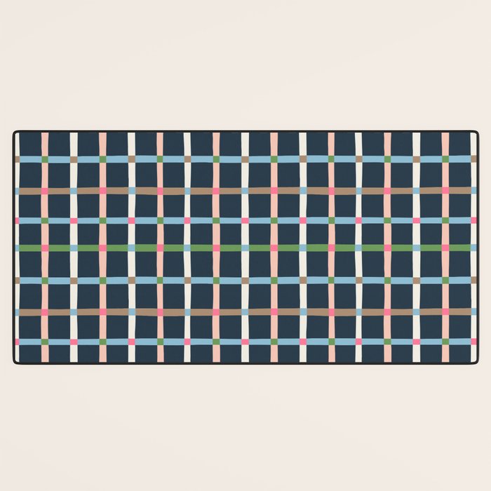 Windowpane Plaid Multicolor on Dark Blue Desk Mat Gallery Image 3