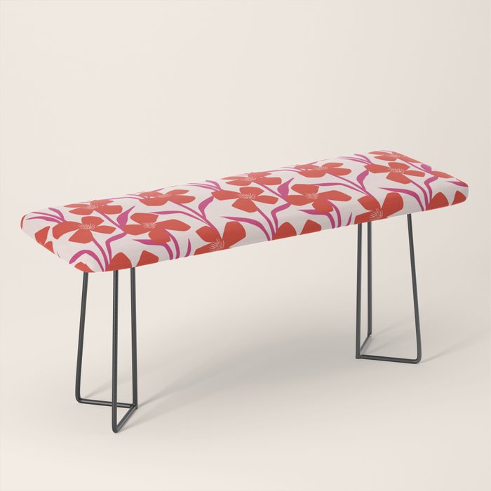 Red and Pink Floral Pattern Bench Gallery Image 1