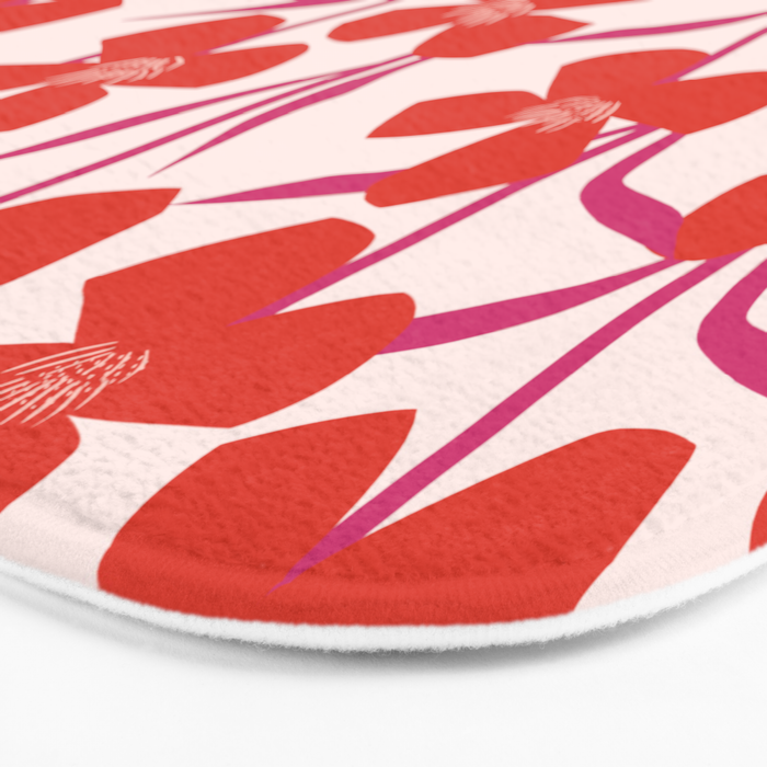 Red and Pink Floral Pattern Bath Mat Gallery Image 3