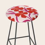 Red and Pink Floral Pattern Stool Gallery Image 2