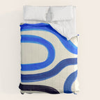 Electric Blues Fun Colorful Mid Century Modern Abstract Painting Shapes Pattern Comforter Gallery Image 6