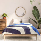 Electric Blues Fun Colorful Mid Century Modern Abstract Painting Shapes Pattern Comforter Gallery Image 3