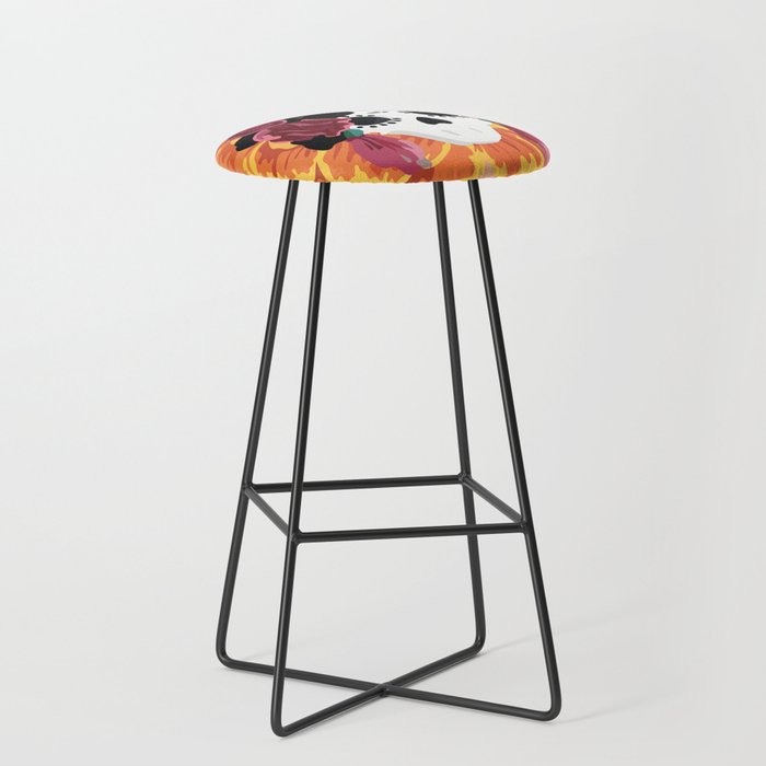 Catrina frida mexican kawaii cute sugar skull mexican style mexican flower marigold skeleton  Stool Gallery Image 1