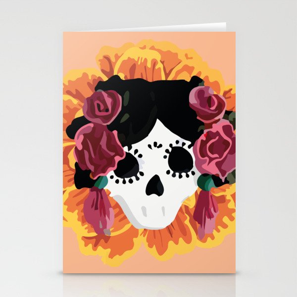 Catrina frida mexican kawaii cute sugar skull mexican style mexican flower marigold skeleton  Stationery Card Gallery Image 2