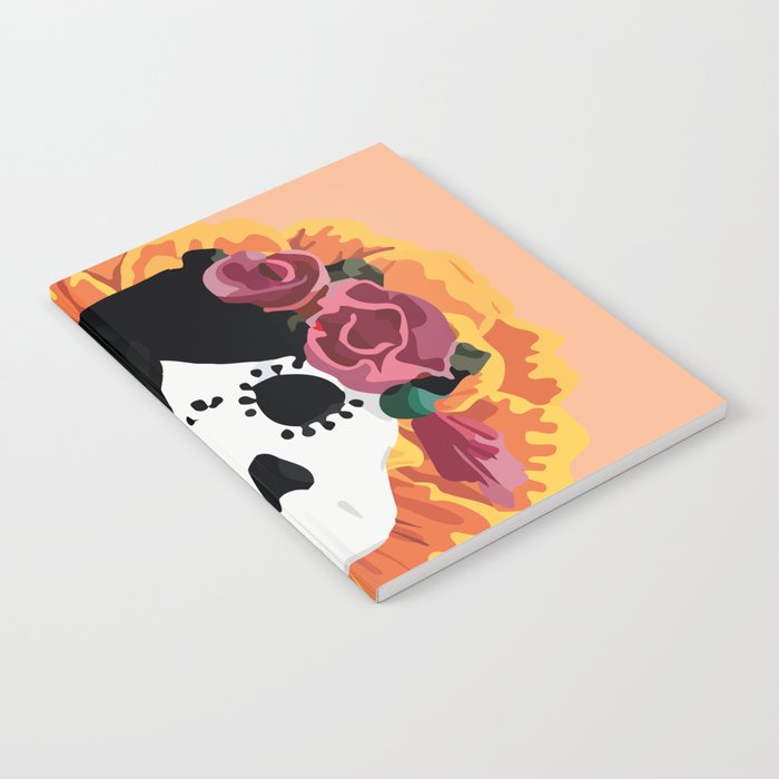 Catrina frida mexican kawaii cute sugar skull mexican style mexican flower marigold skeleton  Notebook Gallery Image 1