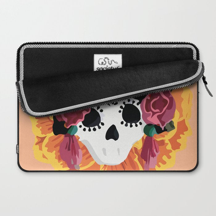 Catrina frida mexican kawaii cute sugar skull mexican style mexican flower marigold skeleton  Laptop Sleeve Gallery Image 2