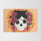Catrina frida mexican kawaii cute sugar skull mexican style mexican flower marigold skeleton  Rug Gallery Image 2