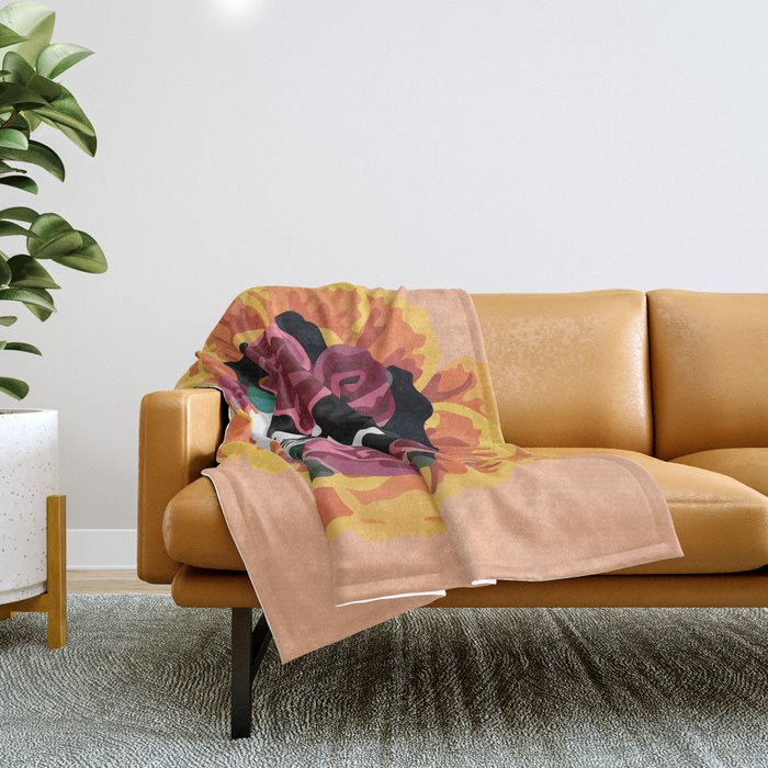 Catrina frida mexican kawaii cute sugar skull mexican style mexican flower marigold skeleton  Throw Blanket Gallery Image 1