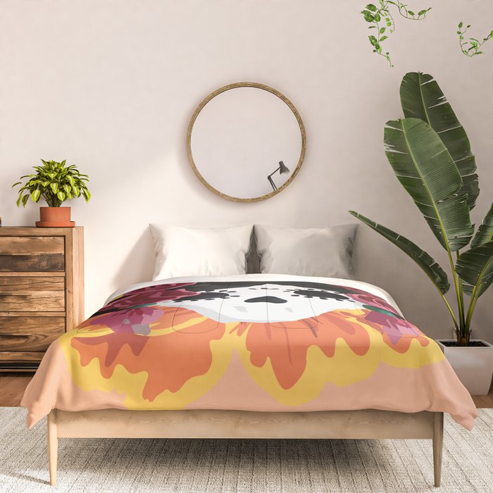 Catrina frida mexican kawaii cute sugar skull mexican style mexican flower marigold skeleton  Comforter Gallery Image 3