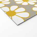 Cheerful Retro Daisy Floral Pattern in Mustard Gold and Gray Welcome Mat Gallery Image 2