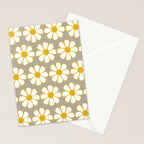 Cheerful Retro Daisy Floral Pattern in Mustard Gold and Gray Stationery Card Gallery Image 2
