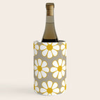 Cheerful Retro Daisy Floral Pattern in Mustard Gold and Gray Wine Chiller Gallery Image 1