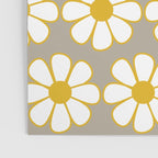 Cheerful Retro Daisy Floral Pattern in Mustard Gold and Gray Poster Gallery Image 3