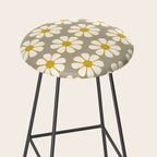 Cheerful Retro Daisy Floral Pattern in Mustard Gold and Gray Stool Gallery Image 2