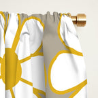 Cheerful Retro Daisy Floral Pattern in Mustard Gold and Gray Window Curtain Gallery Image 2