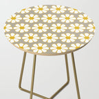 Cheerful Retro Daisy Floral Pattern in Mustard Gold and Gray Side Table Gallery Image 2