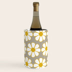 Cheerful Retro Daisy Floral Pattern in Mustard Gold and Gray Wine Chiller Gallery Image 2
