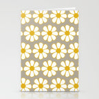 Cheerful Retro Daisy Floral Pattern in Mustard Gold and Gray Stationery Card Gallery Image 2