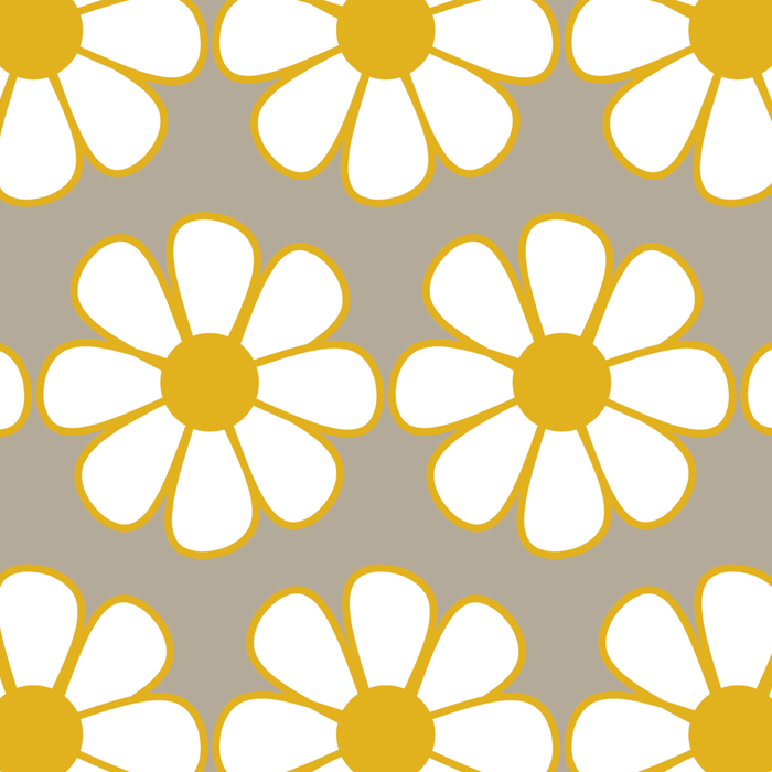 Cheerful Retro Daisy Floral Pattern in Mustard Gold and Gray Coffee Mug Gallery Image 2