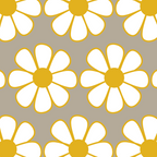 Cheerful Retro Daisy Floral Pattern in Mustard Gold and Gray Coffee Mug Gallery Image 2