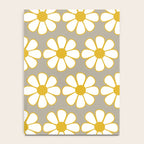 Cheerful Retro Daisy Floral Pattern in Mustard Gold and Gray Notebook Gallery Image 4