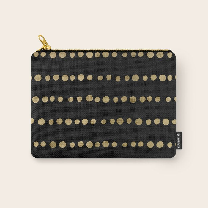 Boho Mudcloth Dots Pattern, Black and Gold Carry All Pouch Gallery Image 1