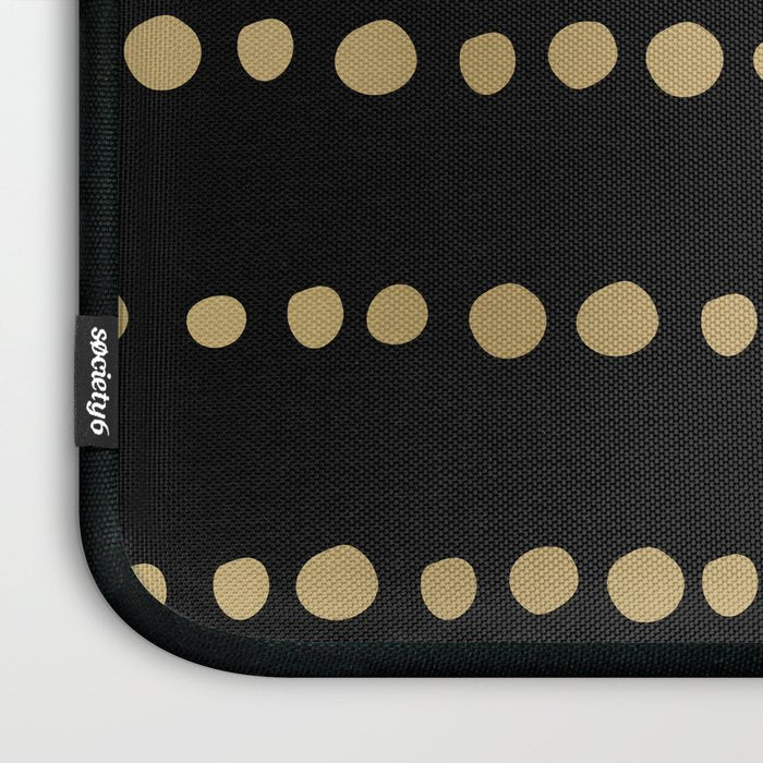 Boho Mudcloth Dots Pattern, Black and Gold Laptop Sleeve Gallery Image 3