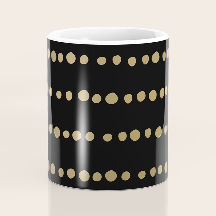 Boho Mudcloth Dots Pattern, Black and Gold Coffee Mug Gallery Image 4