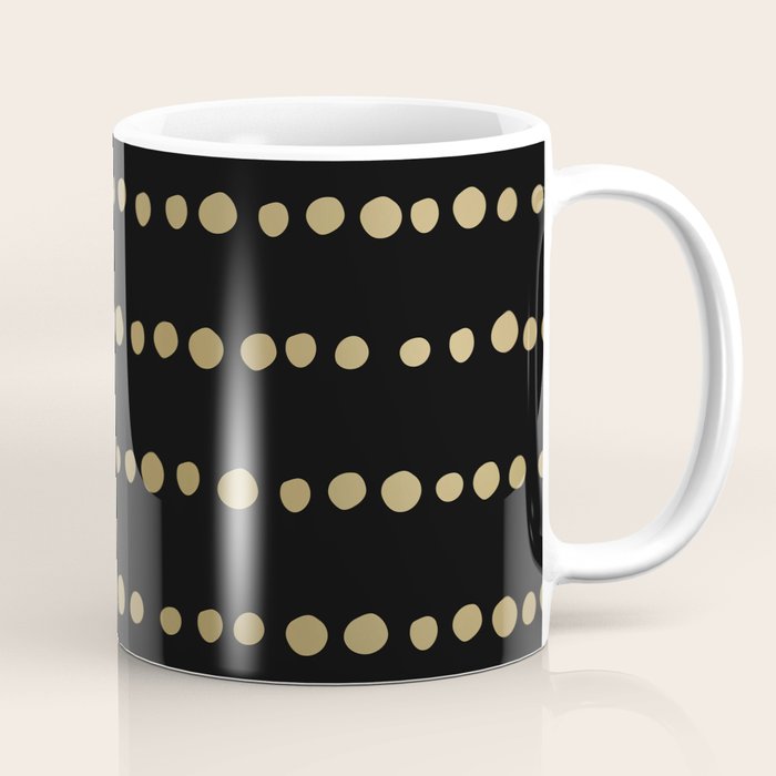 Boho Mudcloth Dots Pattern, Black and Gold Coffee Mug Gallery Image 1