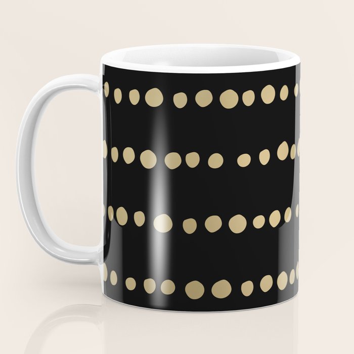 Boho Mudcloth Dots Pattern, Black and Gold Coffee Mug Gallery Image 3