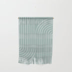 Minimal Line Curvature VII Sage Green Mid Century Modern Arch Abstract Wall Hanging Gallery Image 1