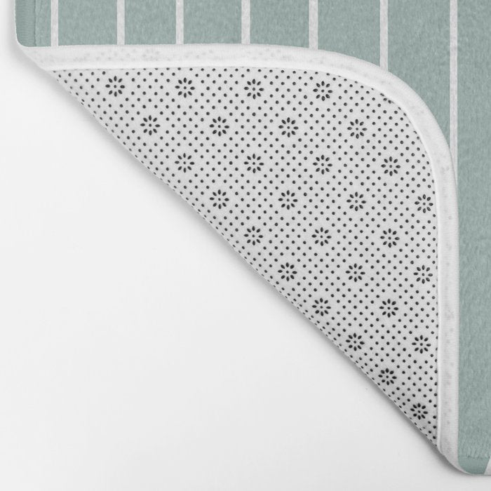 Minimal Line Curvature VII Sage Green Mid Century Modern Arch Abstract Bath Mat Gallery Image 2