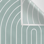 Minimal Line Curvature VII Sage Green Mid Century Modern Arch Abstract Wall Tapestry Gallery Image 3