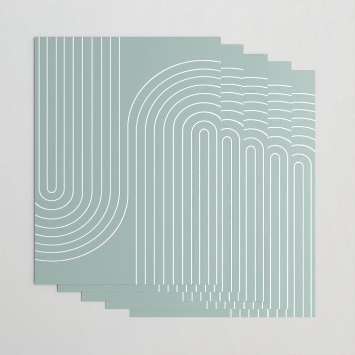 Minimal Line Curvature VII Sage Green Mid Century Modern Arch Abstract Wrapping Paper Gallery Image 3