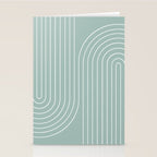 Minimal Line Curvature VII Sage Green Mid Century Modern Arch Abstract Stationery Card Gallery Image 2