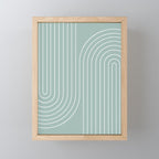 Minimal Line Curvature VII Sage Green Mid Century Modern Arch Abstract Mini Art Print Gallery Image 1