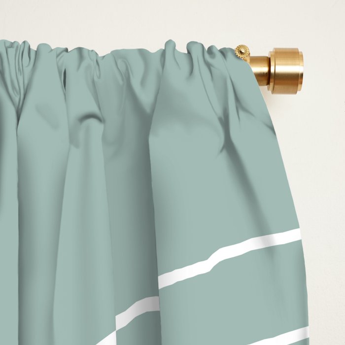 Minimal Line Curvature VII Sage Green Mid Century Modern Arch Abstract Window Curtain Gallery Image 2