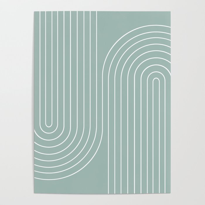 Minimal Line Curvature VII Sage Green Mid Century Modern Arch Abstract Poster Gallery Image 4
