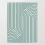 Minimal Line Curvature VII Sage Green Mid Century Modern Arch Abstract Poster Gallery Image 4