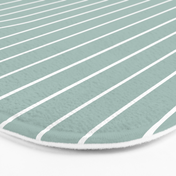 Minimal Line Curvature VII Sage Green Mid Century Modern Arch Abstract Bath Mat Gallery Image 3