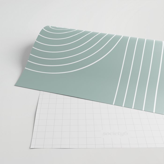 Minimal Line Curvature VII Sage Green Mid Century Modern Arch Abstract Wrapping Paper Gallery Image 2