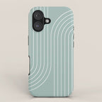 Minimal Line Curvature VII Sage Green Mid Century Modern Arch Abstract iPhone Case Gallery Image 1