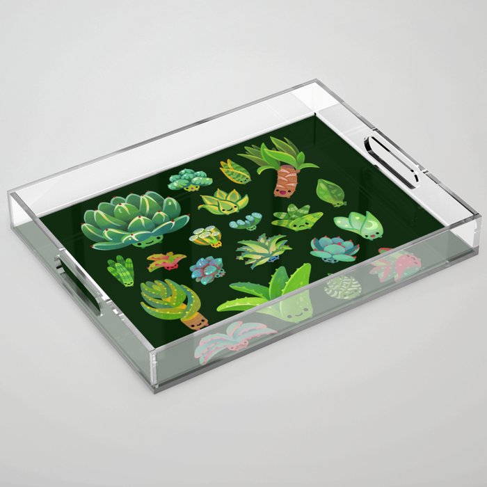 Baby succulent 1 - dark Acrylic Tray Gallery Image 1