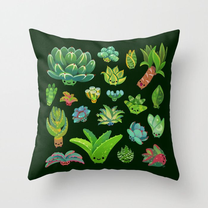 Baby succulent 1 - dark Throw Pillow Gallery Image 6
