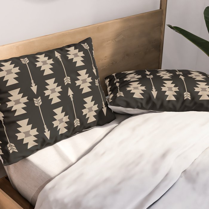 Southwestern Arrow Pattern 233 Black and Beige Pillow Sham Gallery Image 2