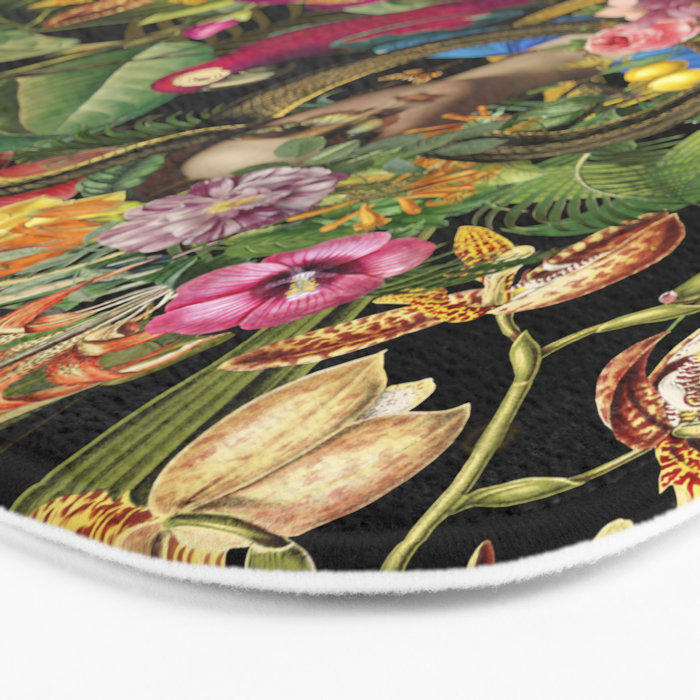 Snake Princess Tropical Jungle Vibes Multicolor  Black Bath Mat Gallery Image 3