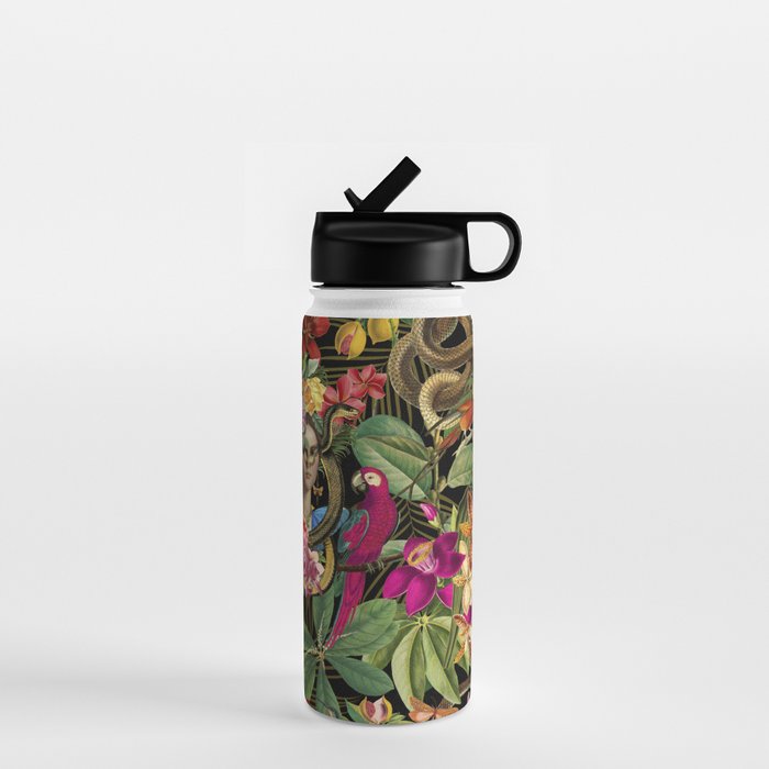 Snake Princess Tropical Jungle Vibes Multicolor  Black Water Bottle Gallery Image 1