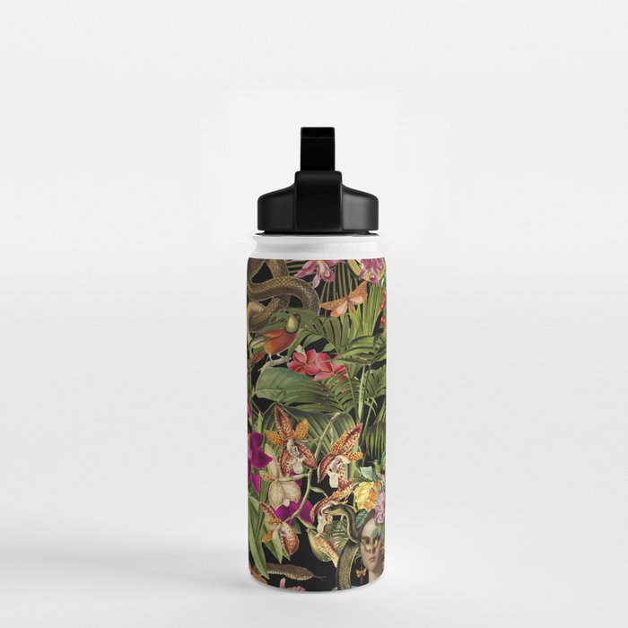 Snake Princess Tropical Jungle Vibes Multicolor  Black Water Bottle Gallery Image 2