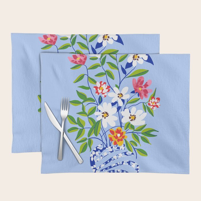 The Floopy Planter, Abstract Flower Pot Illustration, Pop Bohemian Eclectic Botanical, Flower Colorful Blossom Placemat Gallery Image 1